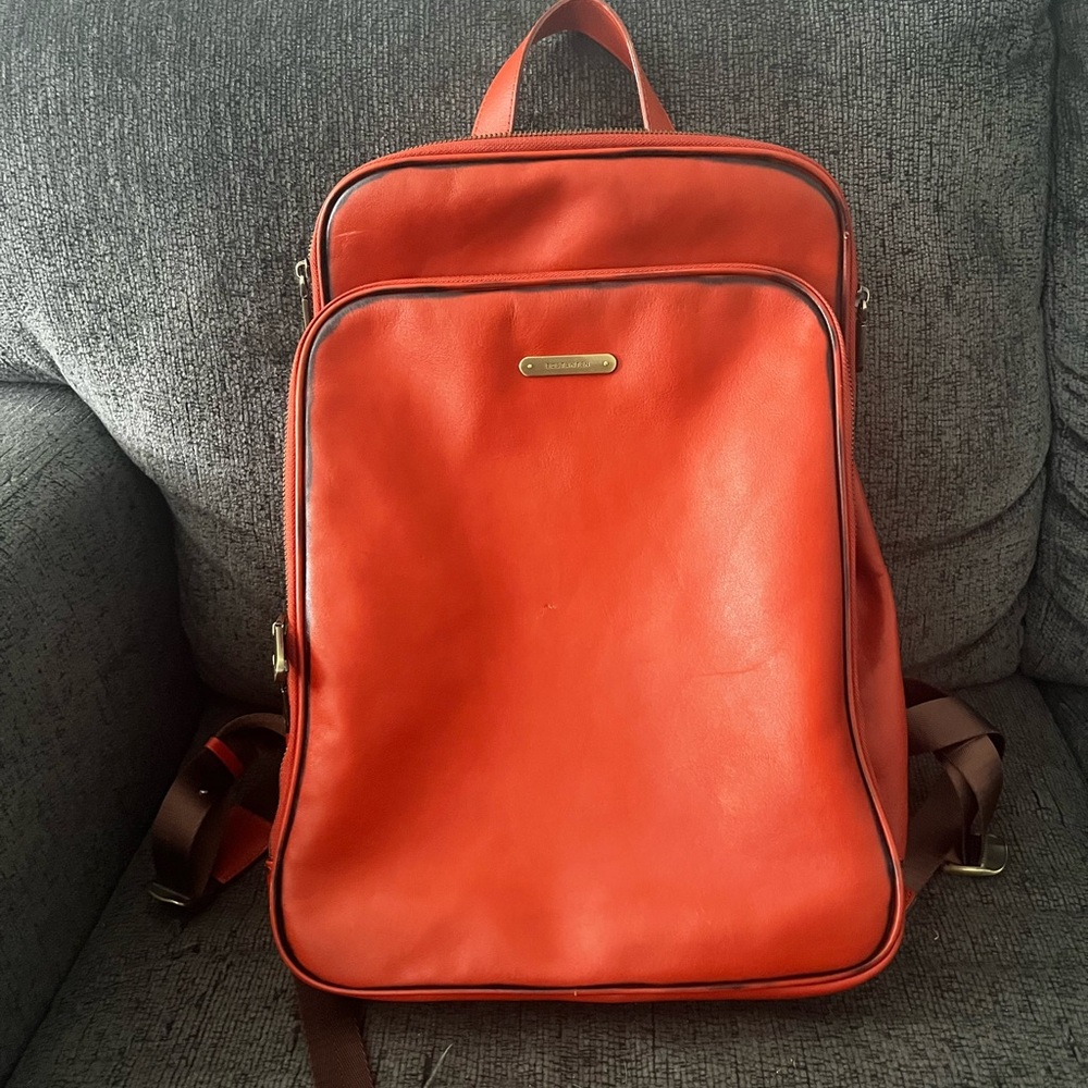 Bostanten Orange Leather Backpack